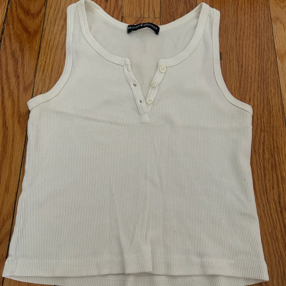 White Brandy Melville Ribbed Tank Top. One size. Fits Small.